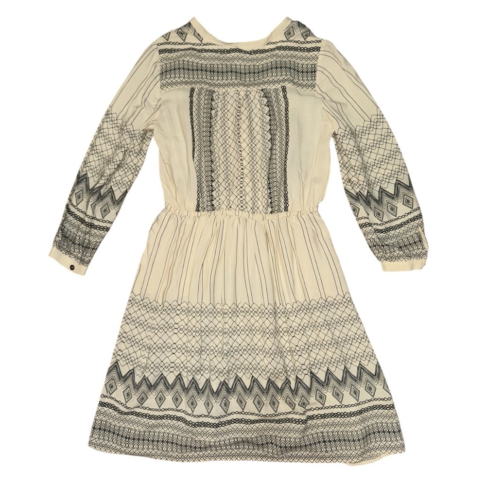 Floreat Anthropologie beige black bohemian Aztec crochet dress women’s size 2 - Picture 2 of 10